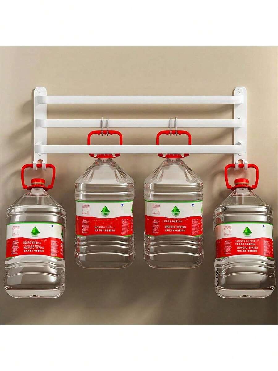 White Hanging Rod Without Drilling, Suitable For Single/Double/Triple Rods, Ideal For Bathrooms, Toilets, And Washrooms. It Features A Wall-Mounted Storage Rack That's Easy To Install And Maintain. image 6