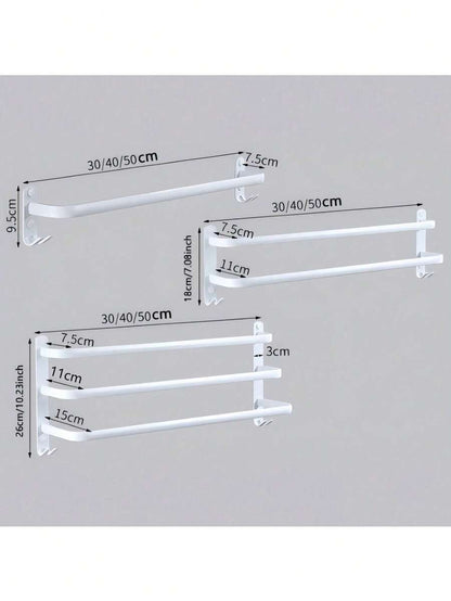 White Hanging Rod Without Drilling, Suitable For Single/Double/Triple Rods, Ideal For Bathrooms, Toilets, And Washrooms. It Features A Wall-Mounted Storage Rack That's Easy To Install And Maintain. image 7