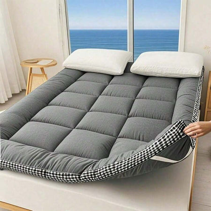 Thick Quilted Mattress Topper - Soft, Warm, Breathable Fiber Filling - Non-Waterproof, Woven Fabric Mattress Topper - Available In All SeasonsIdeal For Bedroom, Guest Room, Dorm - 6-8cm Thickness