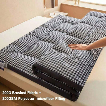Thick Quilted Mattress Topper - Soft, Warm, Breathable Fiber Filling - Non-Waterproof, Woven Fabric Mattress Topper - Available In All SeasonsIdeal For Bedroom, Guest Room, Dorm - 6-8cm Thickness