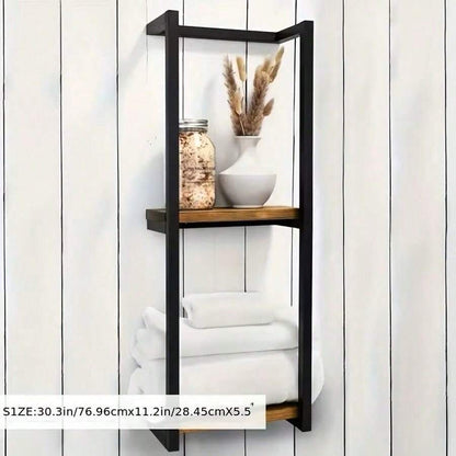 2-Tier Bathroom Towel Rack With Frame - Modern Bathroom Elegant Metal And Wood Design, Wall-Mounted Towel Storage Rack, Bedroom Organizing Rack, Bathroom Towel Rack, Bathroom Towel Storage, Bathroom Towel Rack. image 6