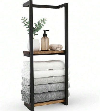Towel Racks For Bathroom, 2 Tier Wall-Mounted Towel Rack, Home Decor Shelf, Space-Saving Organizer Rack For Household, Bathroom, And Bedroom. image 2
