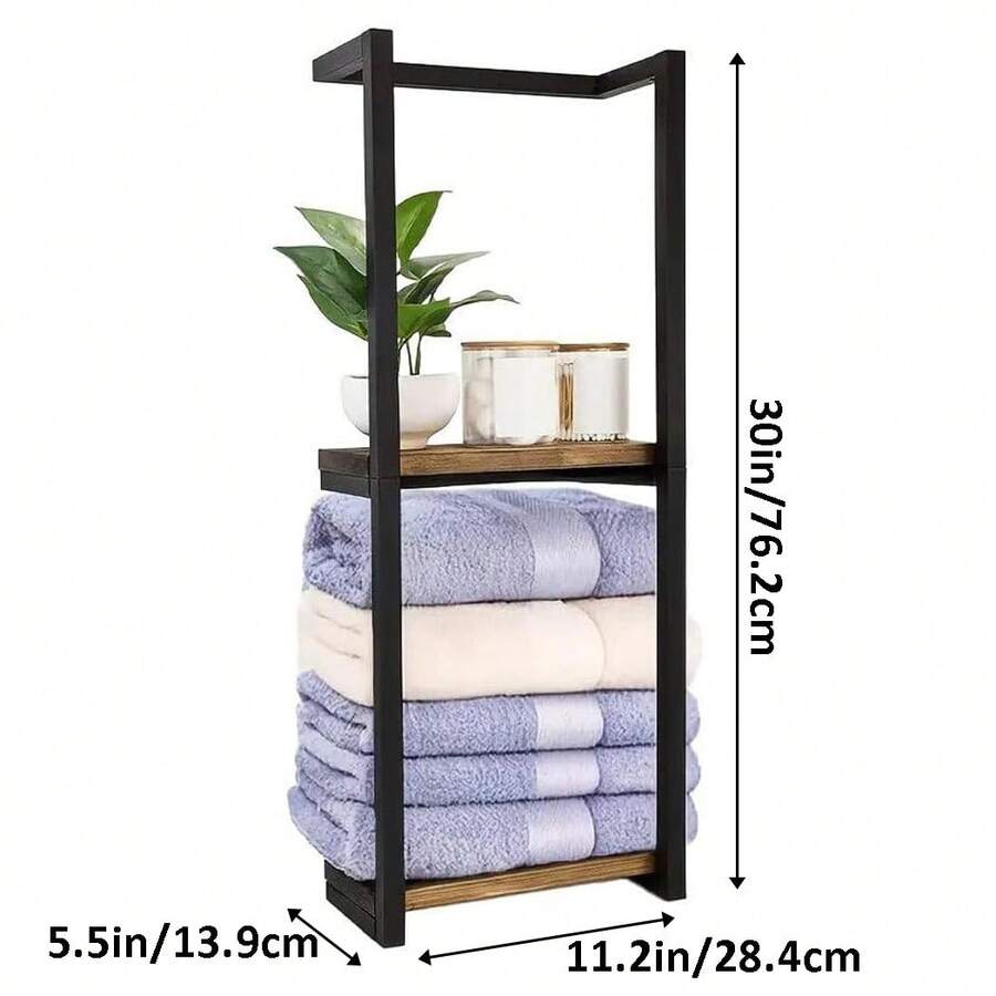 Towel Racks For Bathroom, 2 Tier Wall-Mounted Towel Rack, Home Decor Shelf, Space-Saving Organizer Rack For Household, Bathroom, And Bedroom. image 3