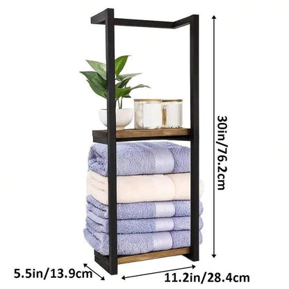 Towel Racks For Bathroom, 2 Tier Wall-Mounted Towel Rack, Home Decor Shelf, Space-Saving Organizer Rack For Household, Bathroom, And Bedroom. image 3