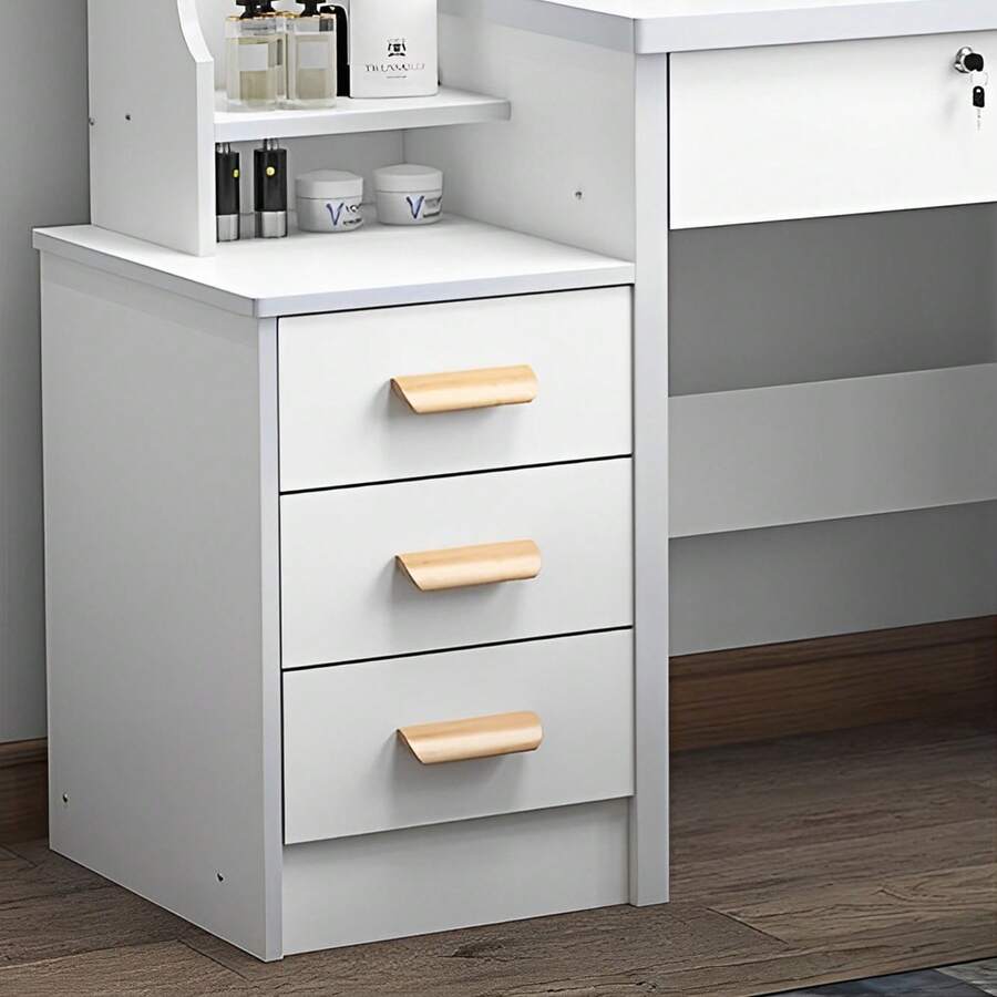 White Vanity Desk With LED Mirror & Stool - 3-Color Adjustable Lighting Makeup Table, Sliding Mirror Dressing Table With Storage Shelves & Drawers For Bedroom (Gift For Girls, Christmas/Birthday)