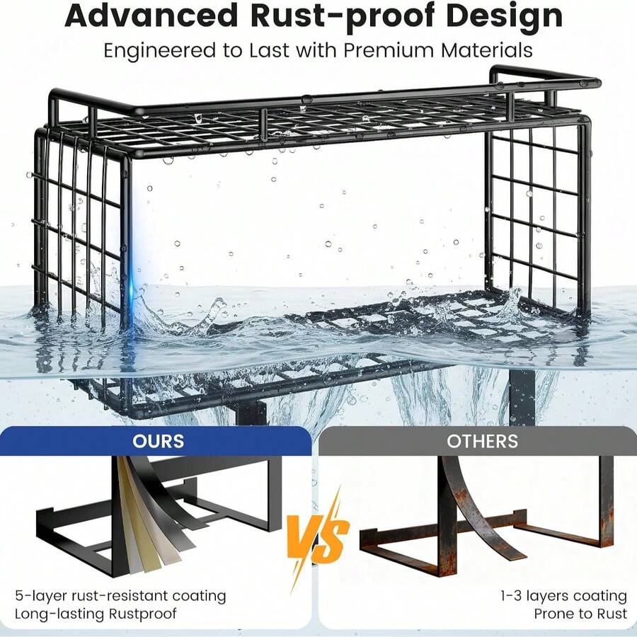 FEELSO Towel Racks For Bathroom Wall Mounted Towel Storage Organize | Towel Storage With Wood Shelf & Metal Basket,Fit For Small Bathroom,Camper,Rv,Black image 3