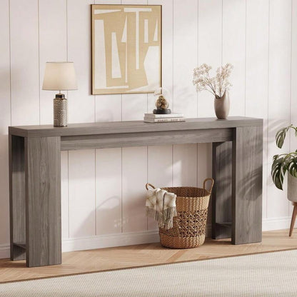 70.9 Inch Console Tables For Living Room, Farmhouse Long Narrow Entryway Table For Entrance, Hallway, Foyer - Rustic Wooden Rectangular Simple Home Furniture - Easy Assembly image 1