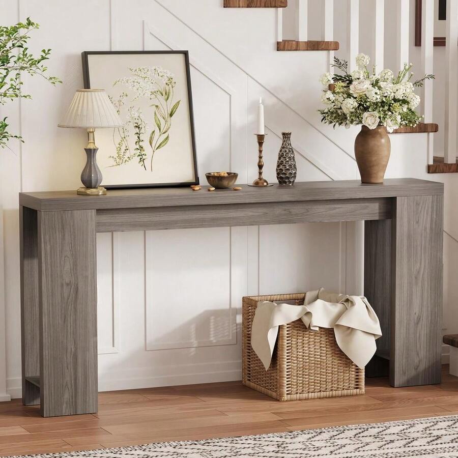 70.9 Inch Console Tables For Living Room, Farmhouse Long Narrow Entryway Table For Entrance, Hallway, Foyer - Rustic Wooden Rectangular Simple Home Furniture - Easy Assembly image 3