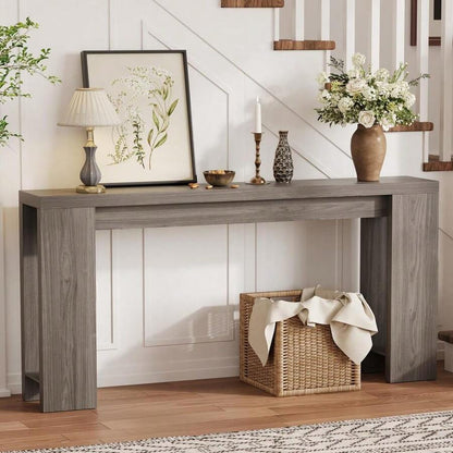70.9 Inch Console Tables For Living Room, Farmhouse Long Narrow Entryway Table For Entrance, Hallway, Foyer - Rustic Wooden Rectangular Simple Home Furniture - Easy Assembly image 3