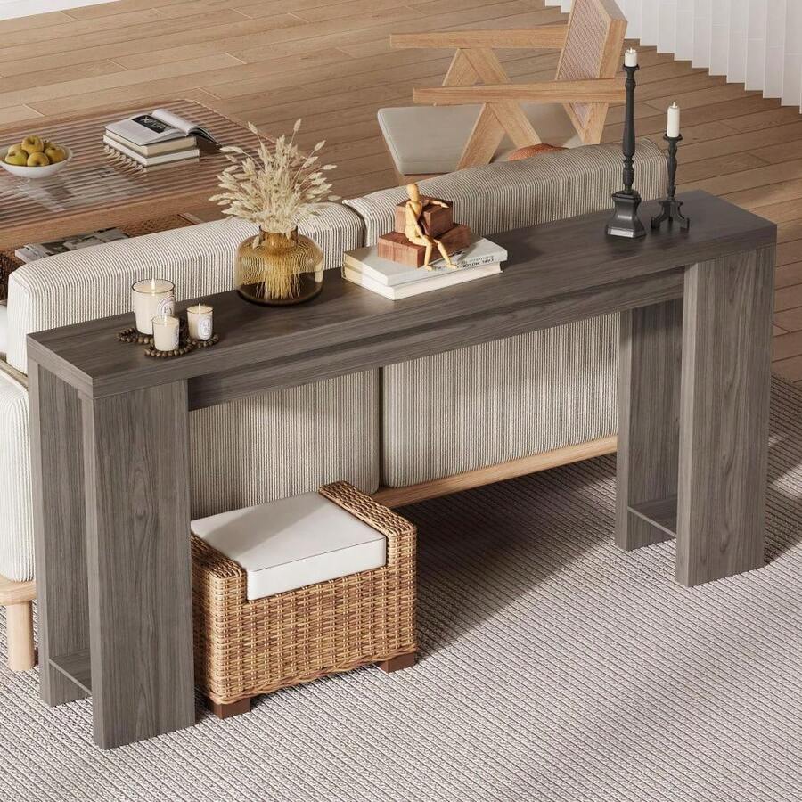 70.9 Inch Console Tables For Living Room, Farmhouse Long Narrow Entryway Table For Entrance, Hallway, Foyer - Rustic Wooden Rectangular Simple Home Furniture - Easy Assembly image 5