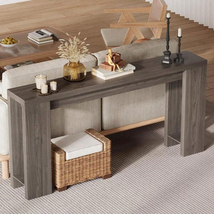 70.9 Inch Console Tables For Living Room, Farmhouse Long Narrow Entryway Table For Entrance, Hallway, Foyer - Rustic Wooden Rectangular Simple Home Furniture - Easy Assembly image 5