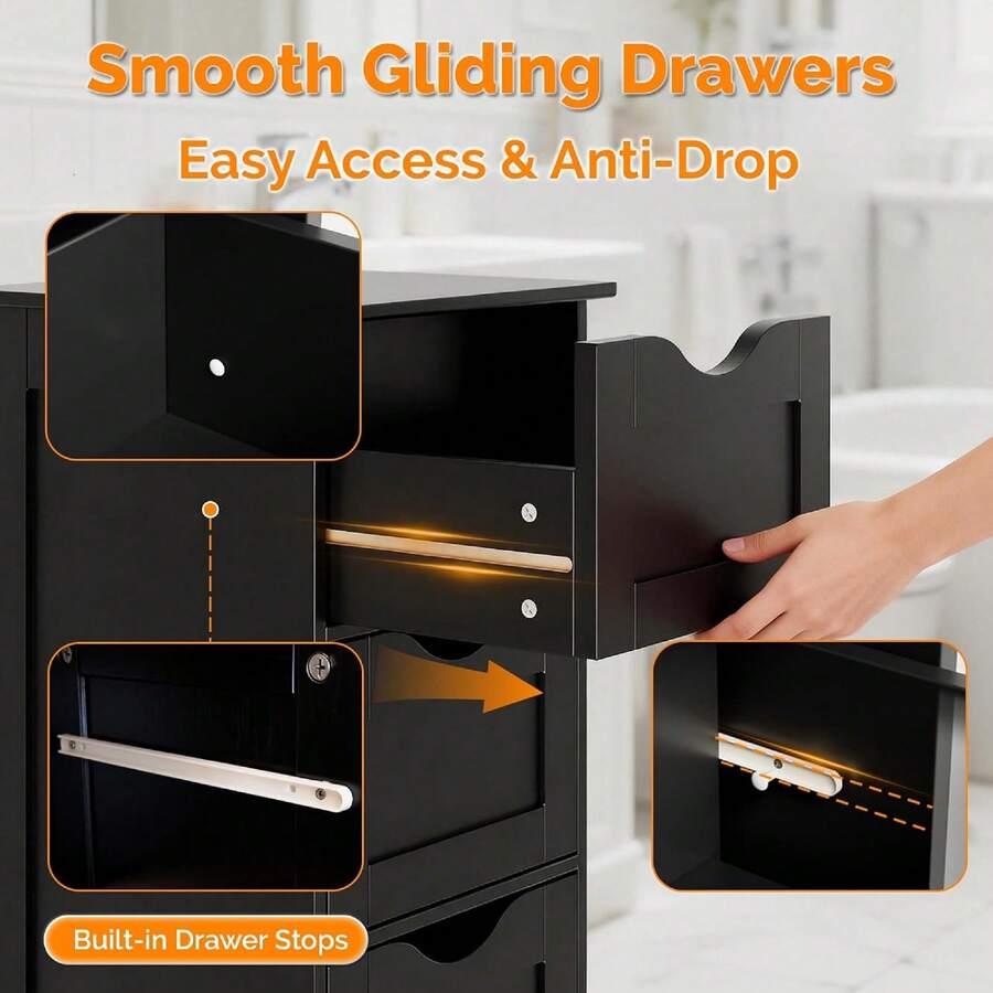 4-Drawer Wooden Freestanding Storage Unit, Small Side Organizer