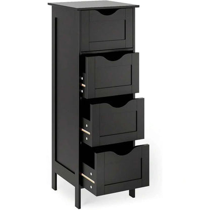 4-Drawer Wooden Freestanding Storage Unit, Small Side Organizer