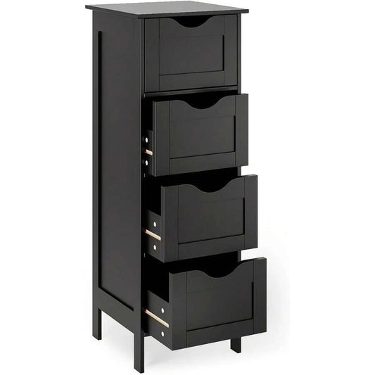 4-Drawer Wooden Freestanding Storage Unit, Small Side Organizer