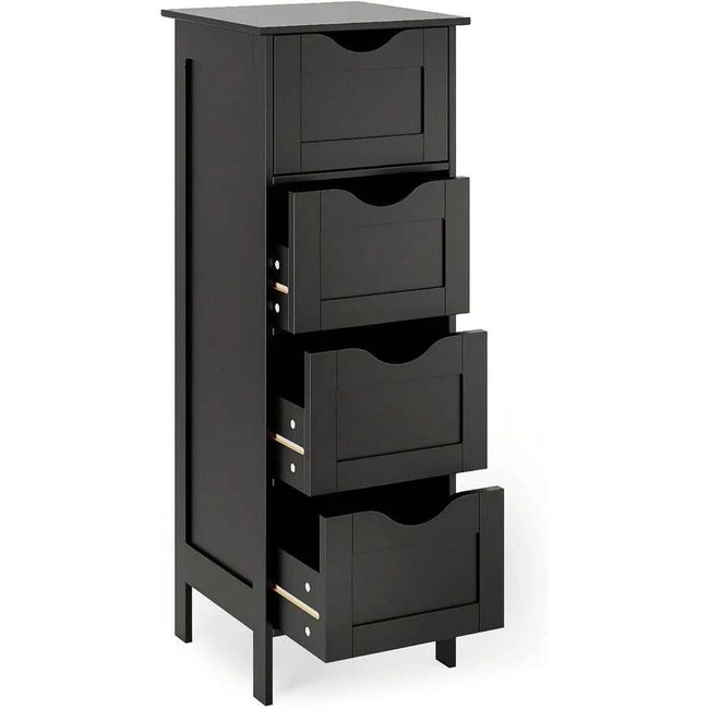 4-Drawer Wooden Freestanding Storage Unit, Small Side Organizer