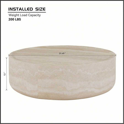 Round Faux Marble Coffee Table, Modern Drum Design Circle Fiberglass End Table, Living Room And Apartment Furniture Piece, No Assembly Required Center Desk, Mars Pattern image 2