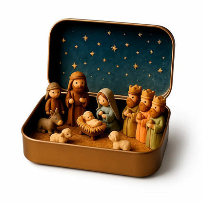 Mini Nativity Scene in a Keepsake Tin