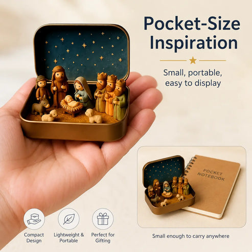 Mini Nativity Scene in a Keepsake Tin
