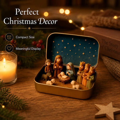 Mini Nativity Scene in a Keepsake Tin
