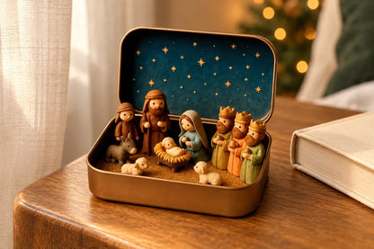Mini Nativity Scene in a Keepsake Tin