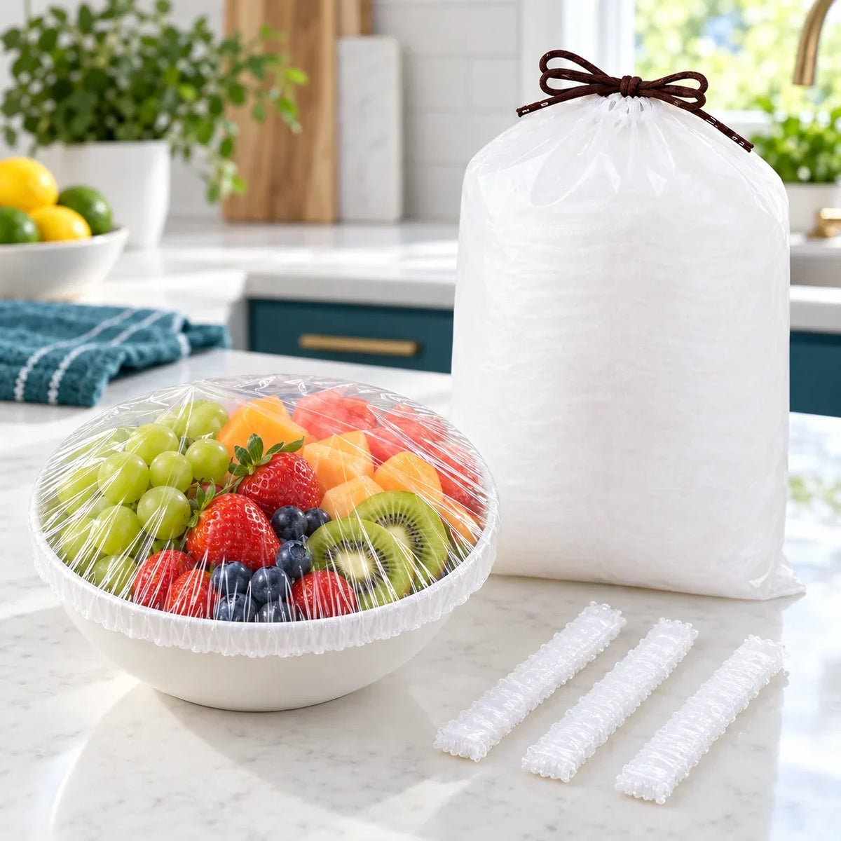 PLOLLI Disposable Stretch Food Covers — 200 Pack
